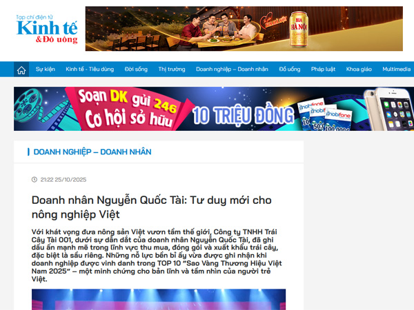 <p style="text-align: center;"><span style="font-size: 12pt;"><strong>Tạp ch&iacute; điện tử: Kinh Tế & Đồ Uống</strong></span></p>